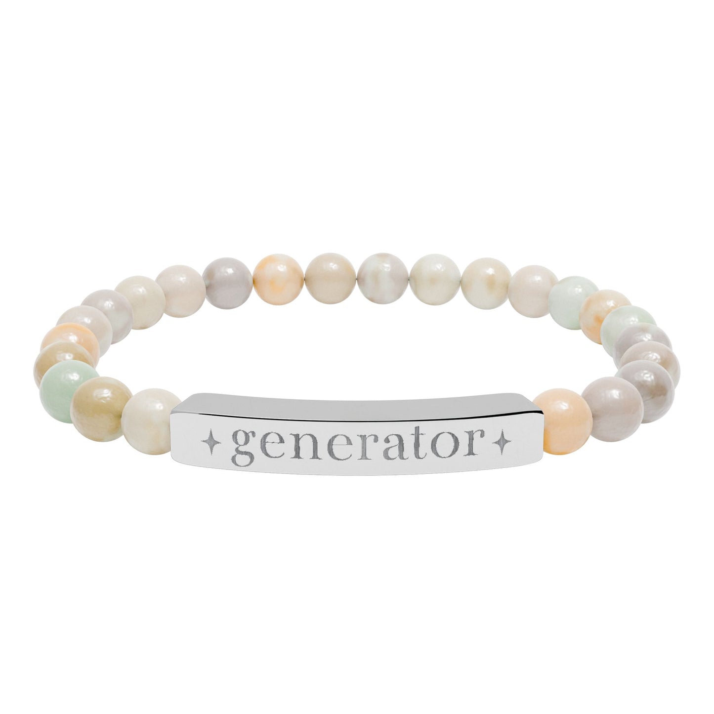Generator Bracelet | Human Design Jewelry | Engraved Bar Bead Bracelet | Natural Stone Stretch Bracelet | Spiritual Gifts
