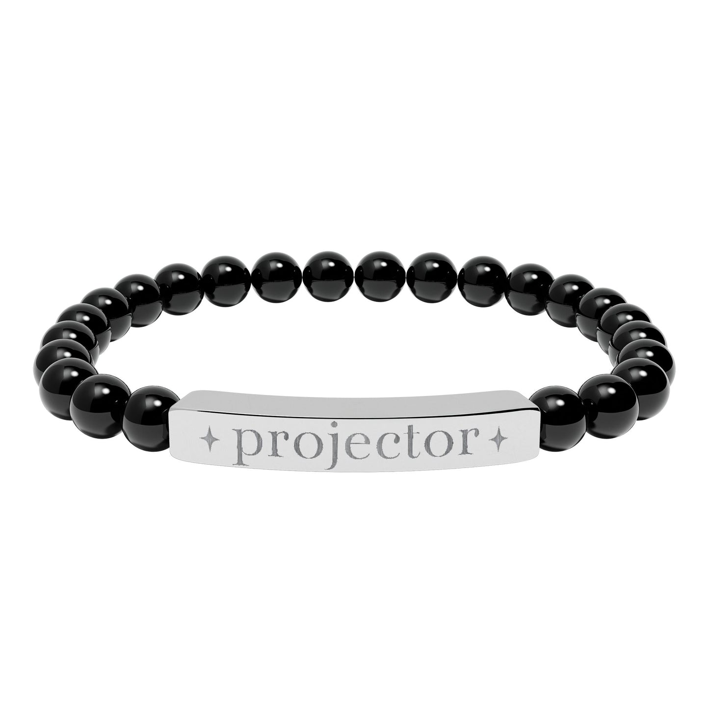 Projector Bracelet | Human Design Jewelry | Engraved Bar Bead Bracelet | Natural Stone Stretch Bracelet | Spiritual Gifts