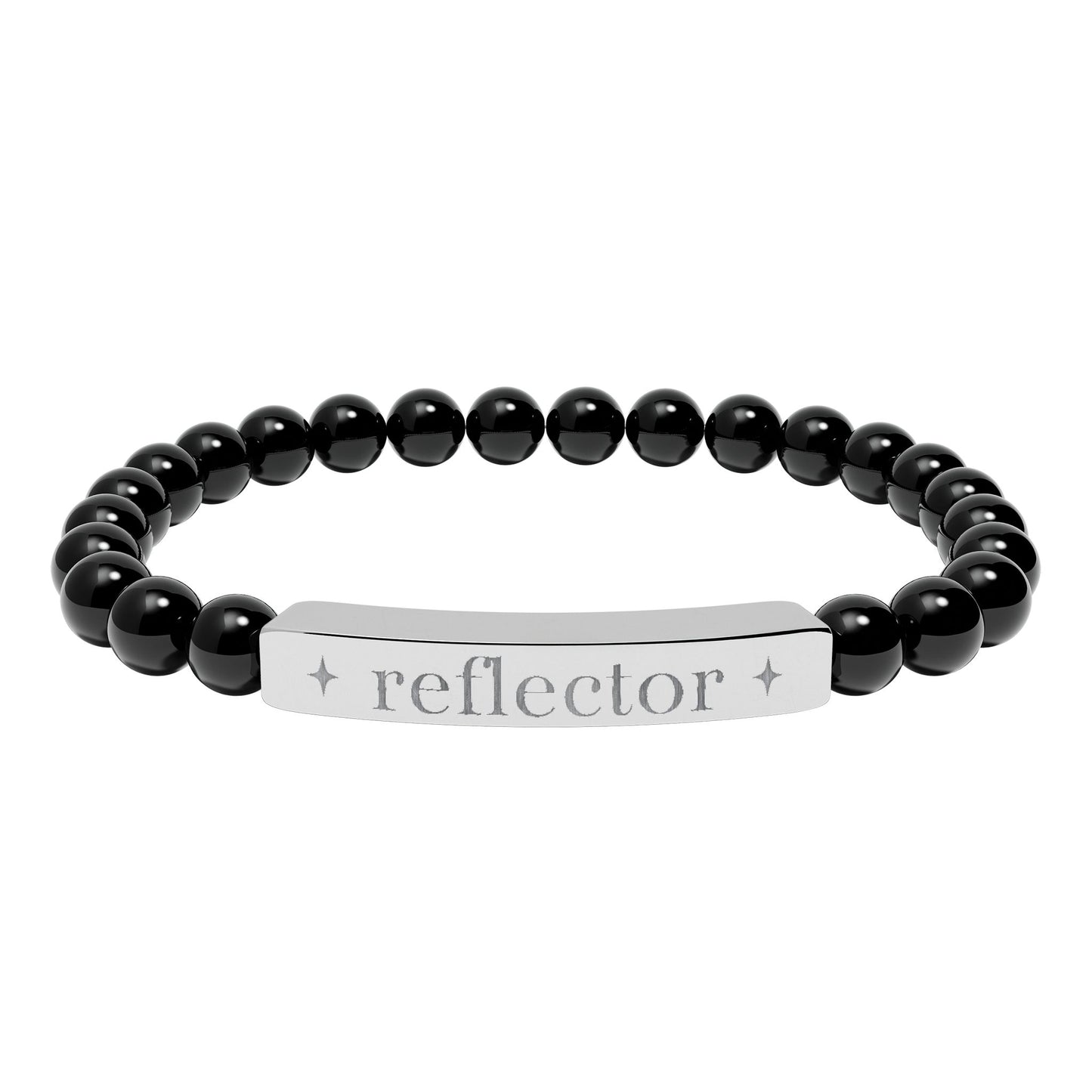 Reflector Bracelet | Human Design Jewelry | Engraved Bar Bead Bracelet | Natural Stone Stretch Bracelet | Spiritual Gifts