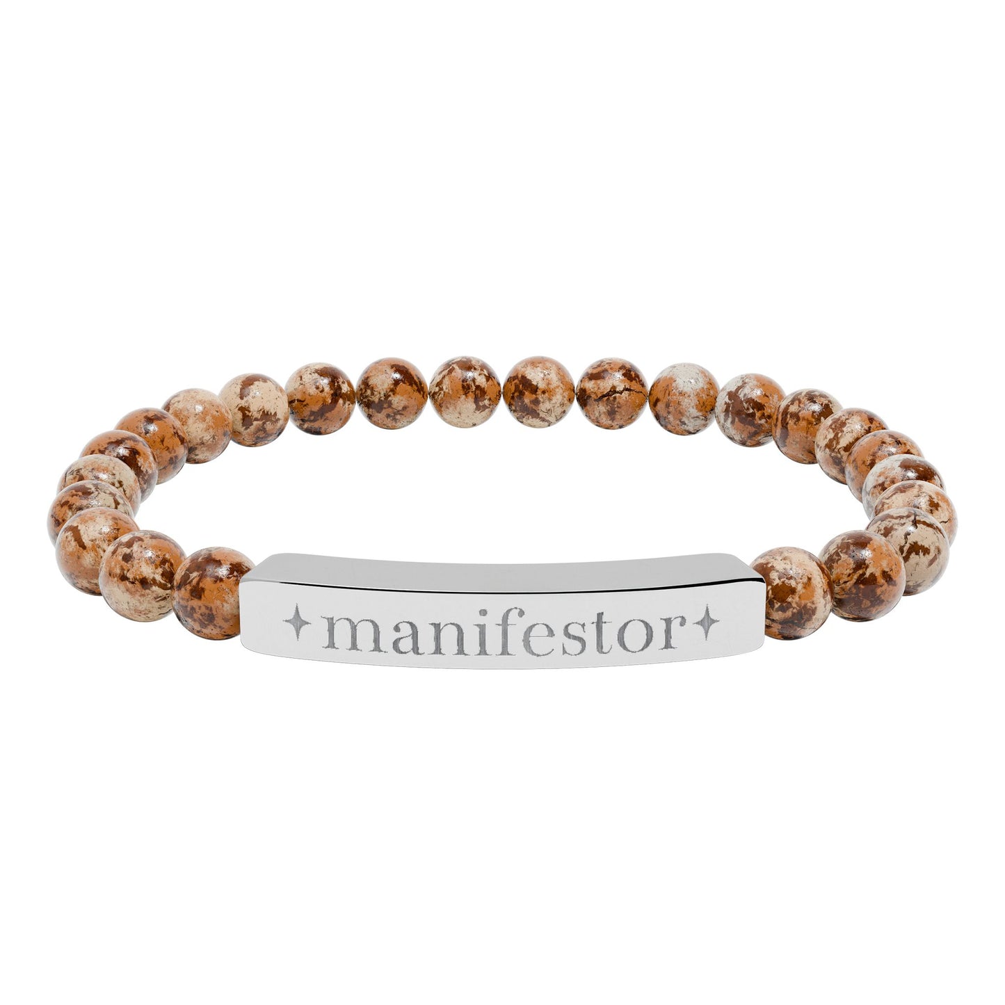 Manifestor Bracelet | Human Design Jewelry | Engraved Bar Bead Bracelet | Natural Stone Stretch Bracelet | Spiritual Gifts