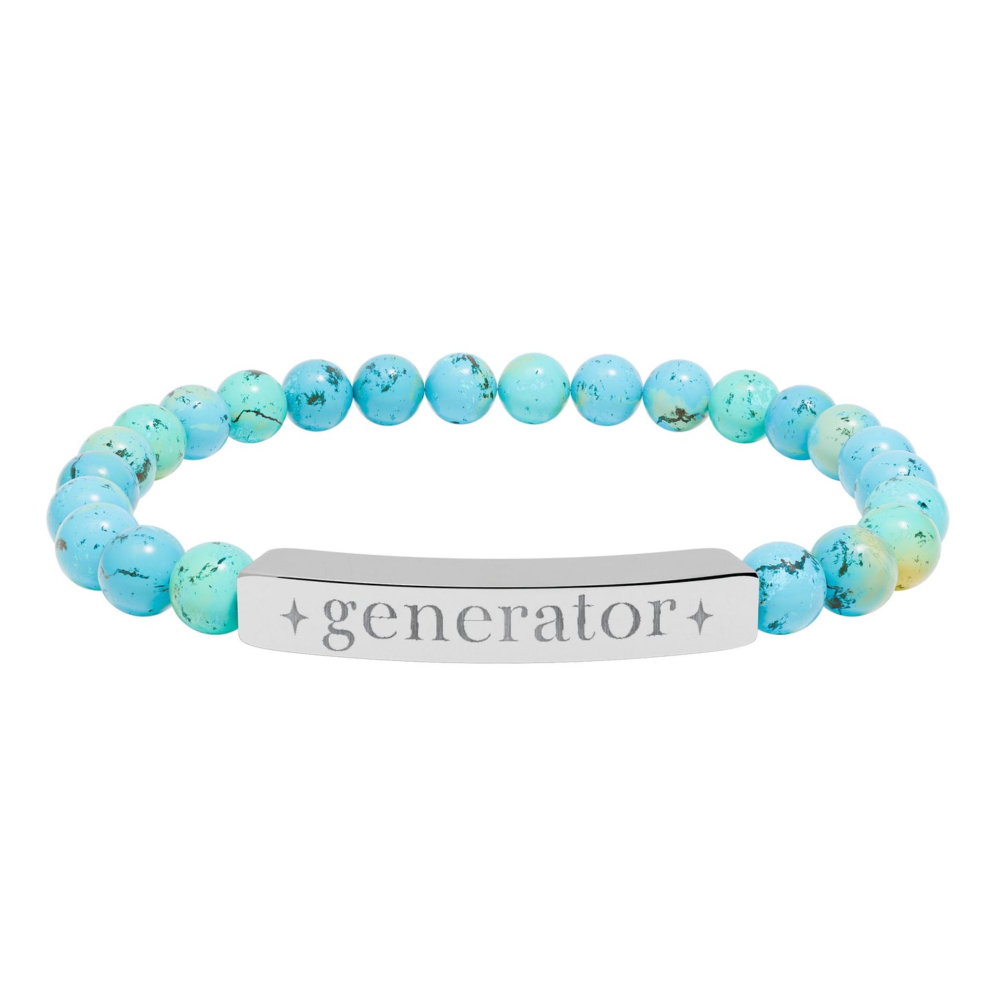 Generator Bracelet | Human Design Jewelry | Engraved Bar Bead Bracelet | Natural Stone Stretch Bracelet | Spiritual Gifts