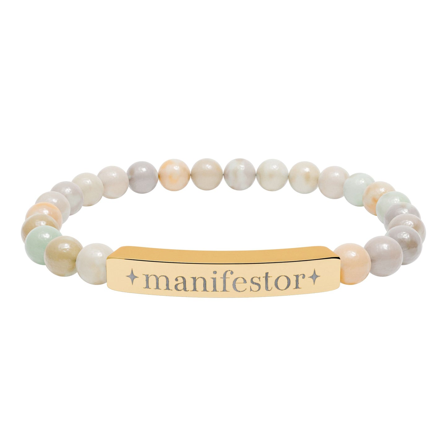 Manifestor Bracelet | Human Design Jewelry | Engraved Bar Bead Bracelet | Natural Stone Stretch Bracelet | Spiritual Gifts