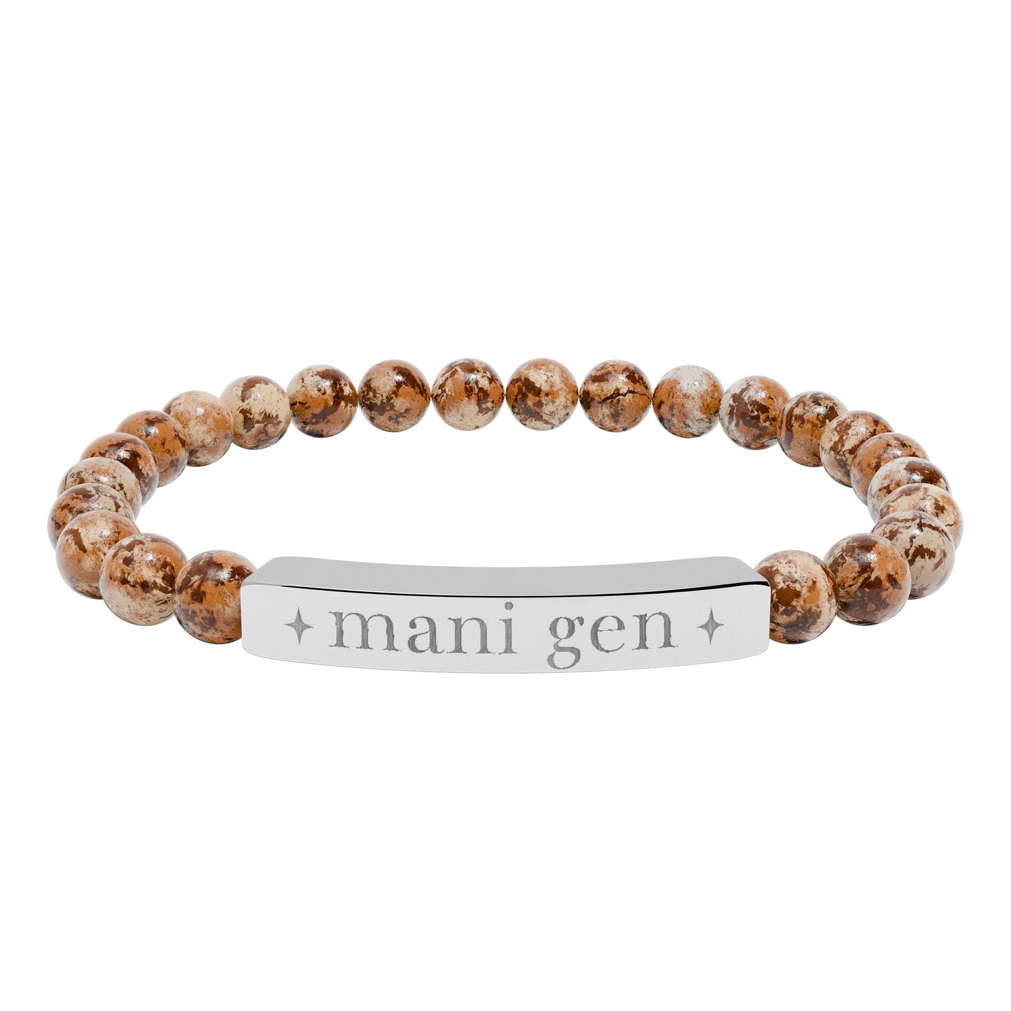 Manifesting Generator Bracelet | Human Design Jewelry | Engraved Bar Bead Bracelet | Natural Stone Stretch Bracelet | Spiritual Gifts