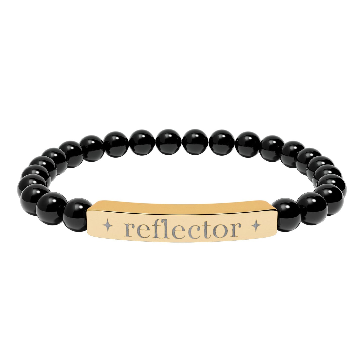 Reflector Bracelet | Human Design Jewelry | Engraved Bar Bead Bracelet | Natural Stone Stretch Bracelet | Spiritual Gifts