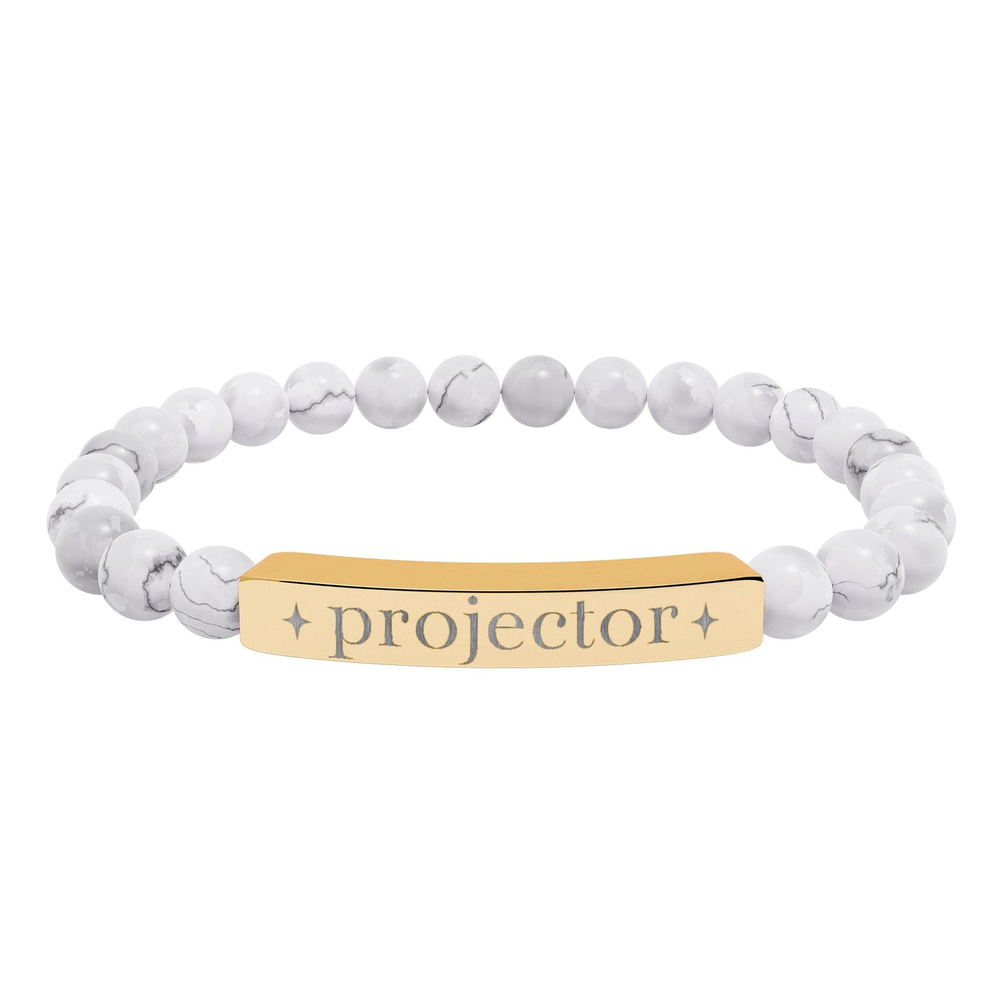 Projector Bracelet | Human Design Jewelry | Engraved Bar Bead Bracelet | Natural Stone Stretch Bracelet | Spiritual Gifts