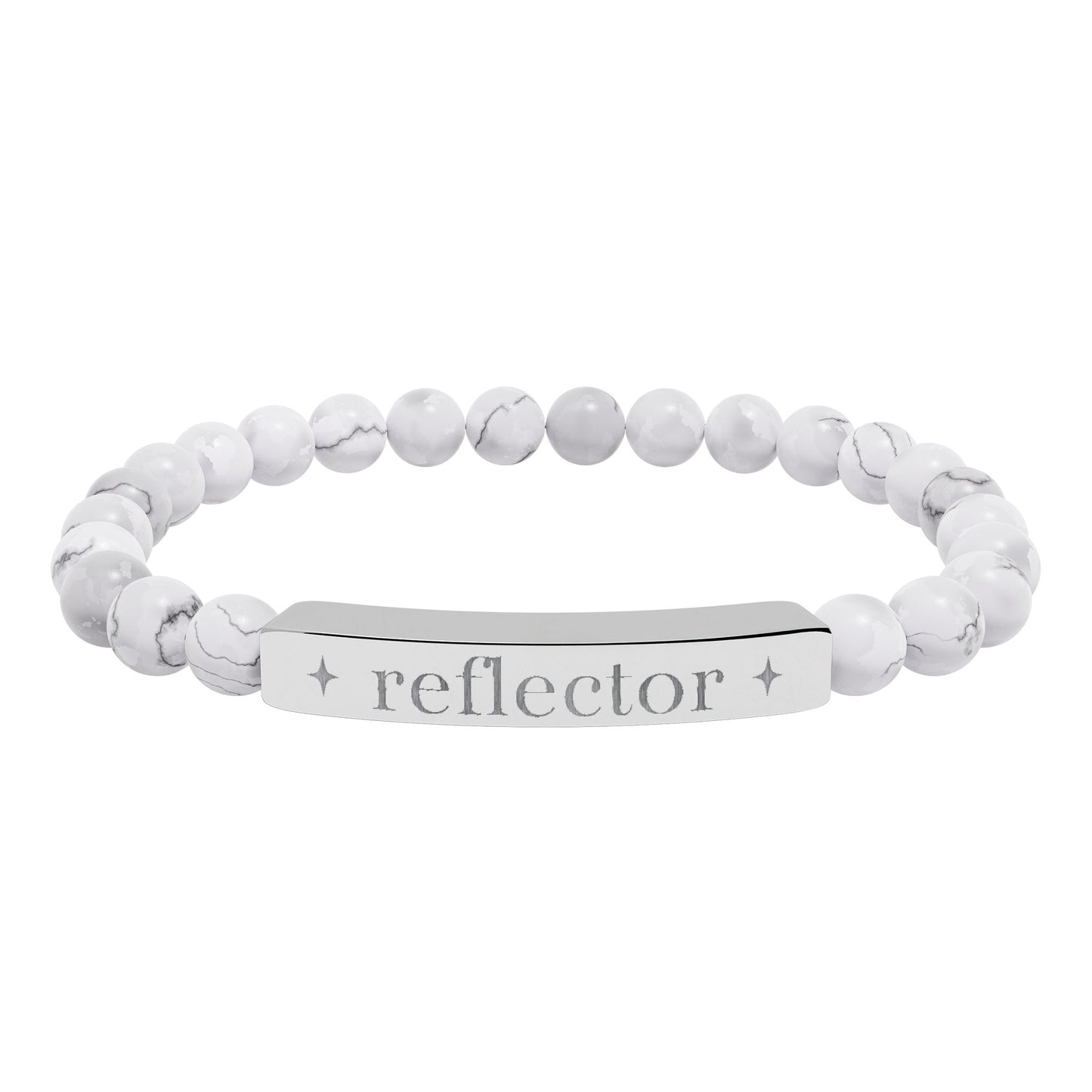 Reflector Bracelet | Human Design Jewelry | Engraved Bar Bead Bracelet | Natural Stone Stretch Bracelet | Spiritual Gifts