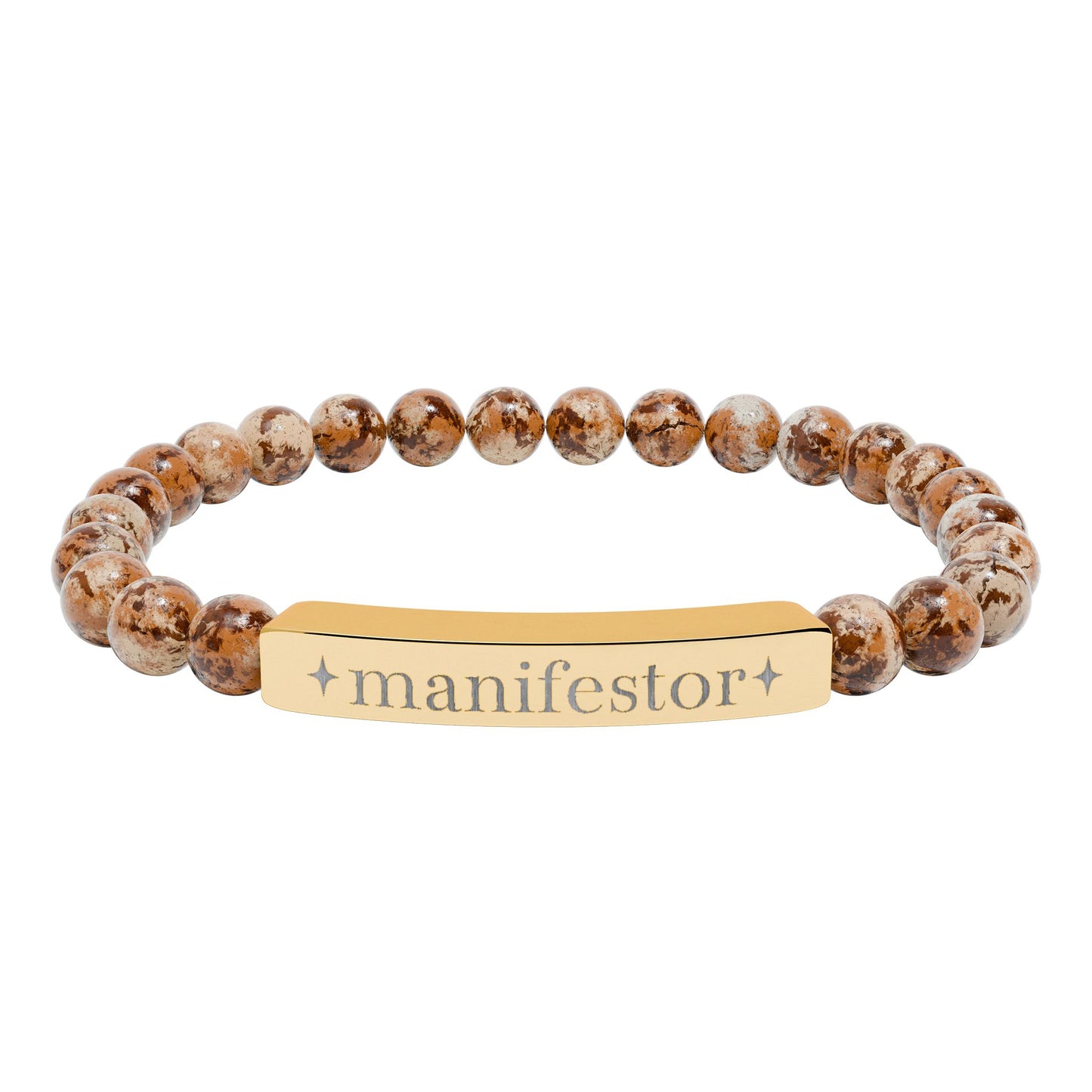 Manifestor Bracelet | Human Design Jewelry | Engraved Bar Bead Bracelet | Natural Stone Stretch Bracelet | Spiritual Gifts