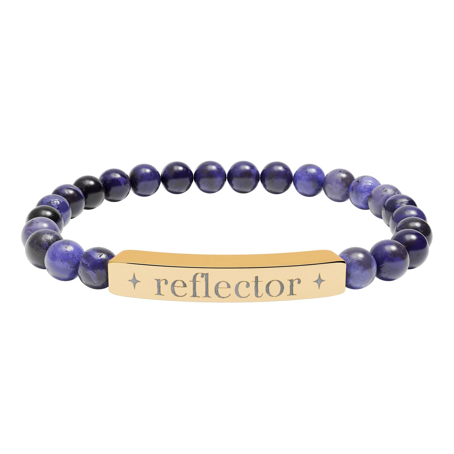 Reflector Bracelet | Human Design Jewelry | Engraved Bar Bead Bracelet | Natural Stone Stretch Bracelet | Spiritual Gifts