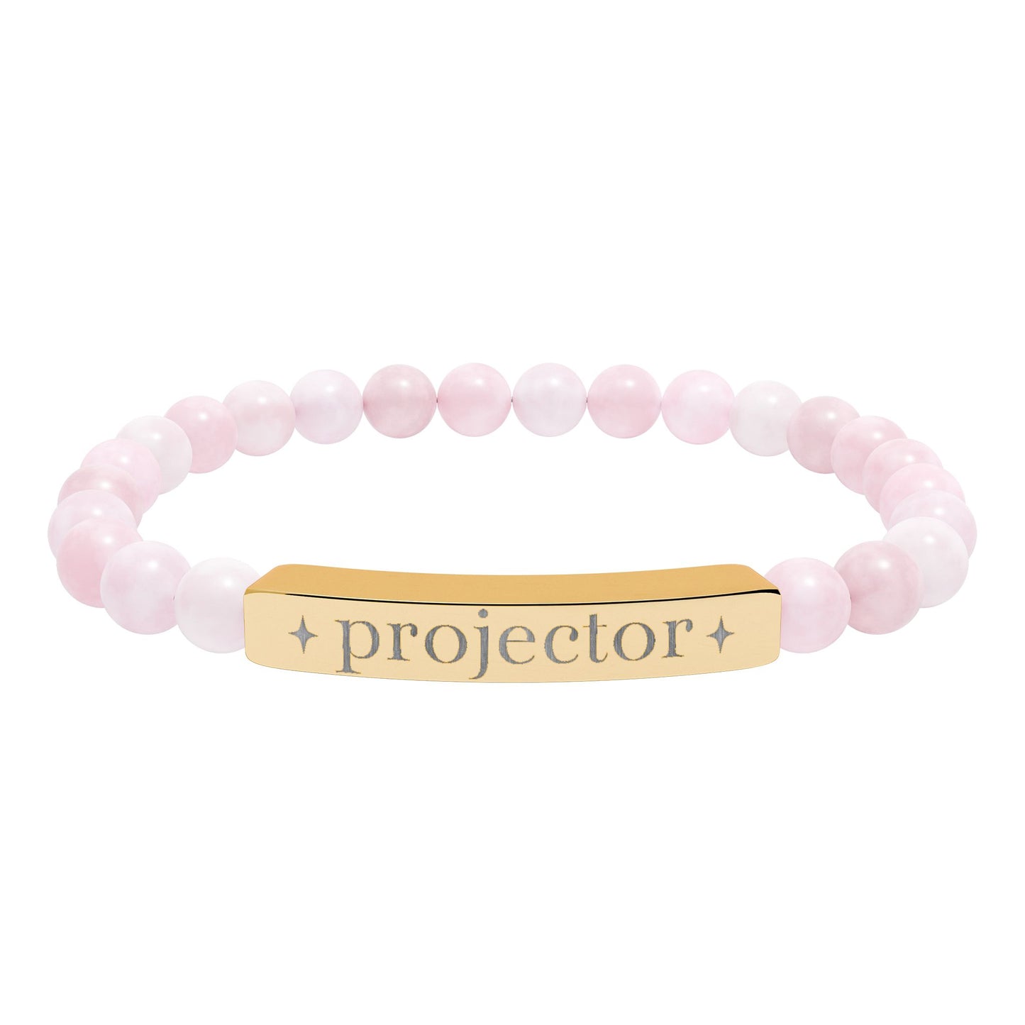 Projector Bracelet | Human Design Jewelry | Engraved Bar Bead Bracelet | Natural Stone Stretch Bracelet | Spiritual Gifts