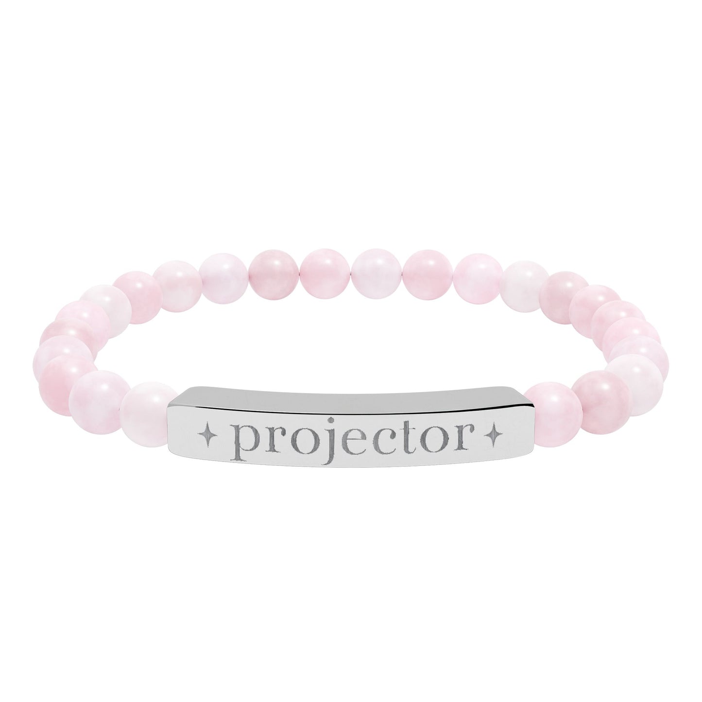Projector Bracelet | Human Design Jewelry | Engraved Bar Bead Bracelet | Natural Stone Stretch Bracelet | Spiritual Gifts