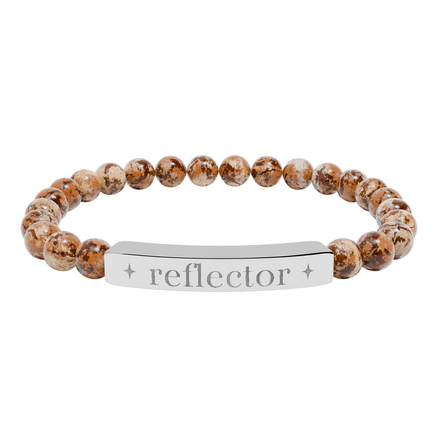 Reflector Bracelet | Human Design Jewelry | Engraved Bar Bead Bracelet | Natural Stone Stretch Bracelet | Spiritual Gifts