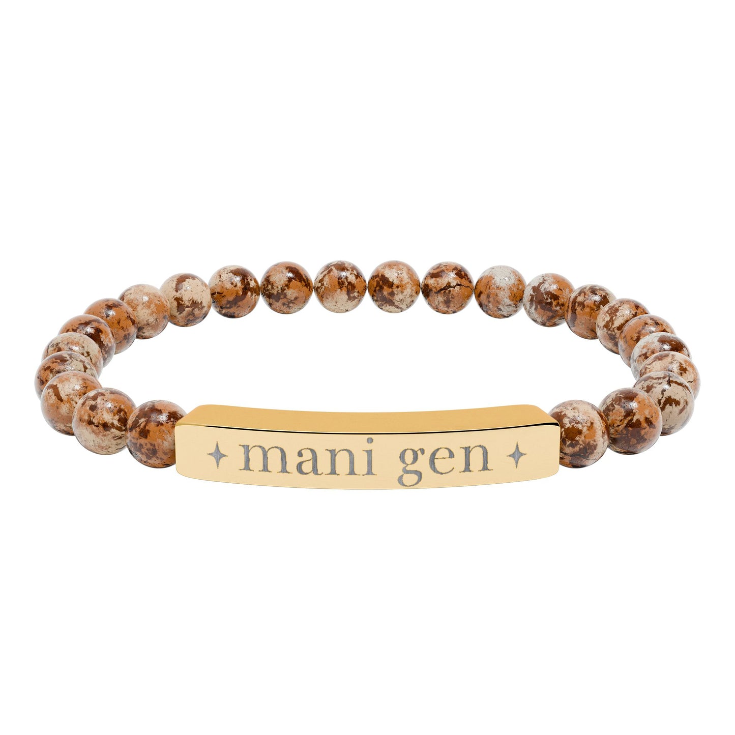 Manifesting Generator Bracelet | Human Design Jewelry | Engraved Bar Bead Bracelet | Natural Stone Stretch Bracelet | Spiritual Gifts