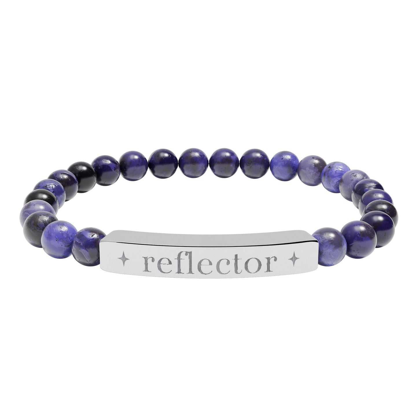 Reflector Bracelet | Human Design Jewelry | Engraved Bar Bead Bracelet | Natural Stone Stretch Bracelet | Spiritual Gifts