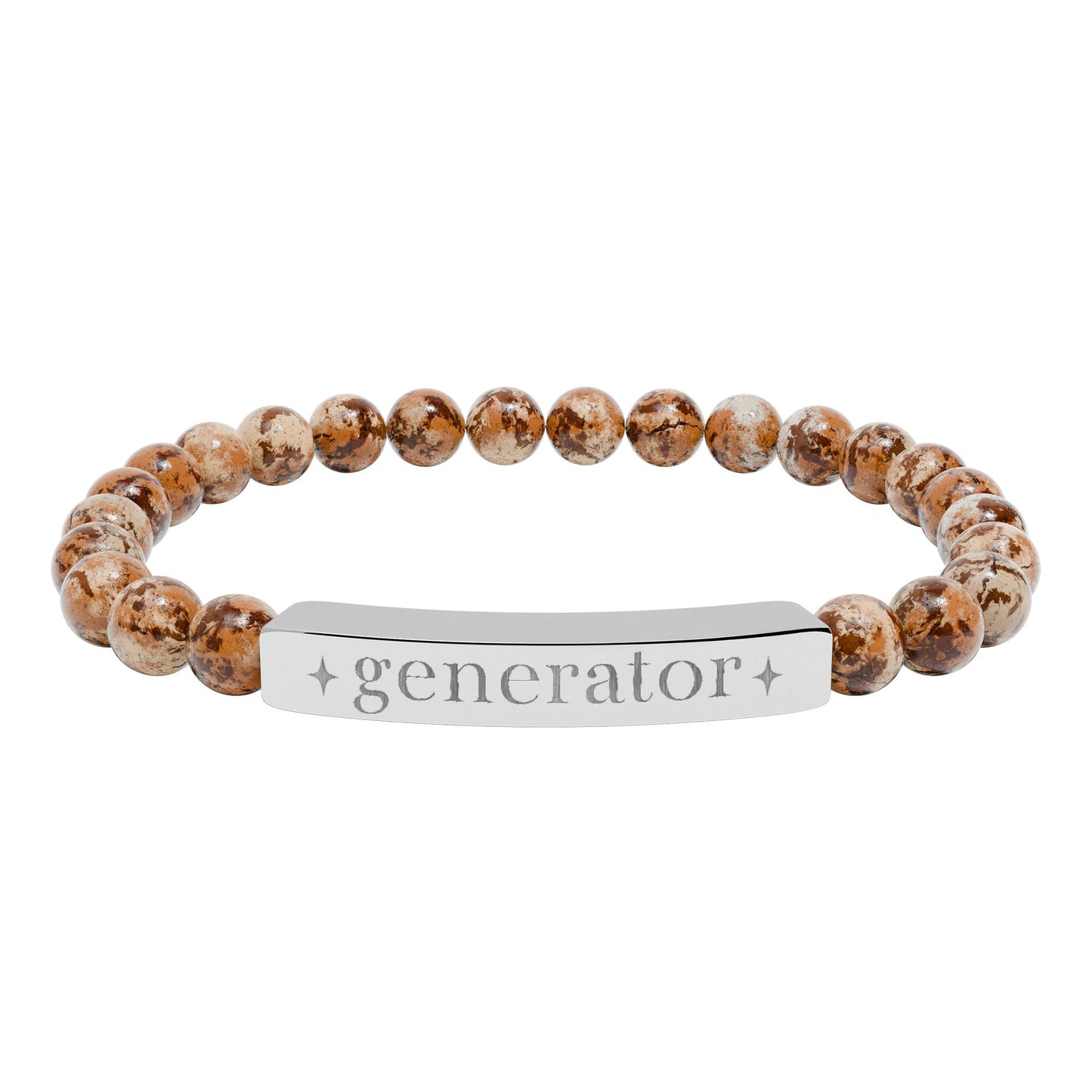 Generator Bracelet | Human Design Jewelry | Engraved Bar Bead Bracelet | Natural Stone Stretch Bracelet | Spiritual Gifts