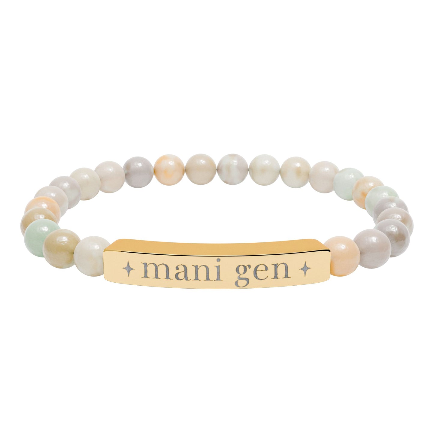 Manifesting Generator Bracelet | Human Design Jewelry | Engraved Bar Bead Bracelet | Natural Stone Stretch Bracelet | Spiritual Gifts