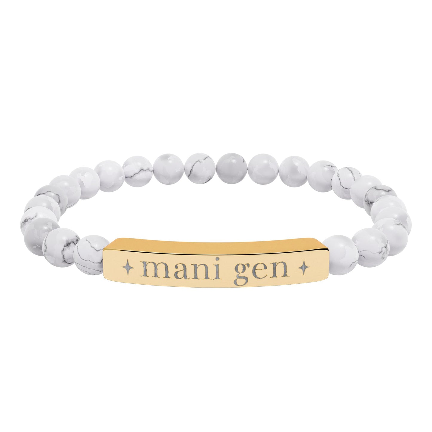 Manifesting Generator Bracelet | Human Design Jewelry | Engraved Bar Bead Bracelet | Natural Stone Stretch Bracelet | Spiritual Gifts