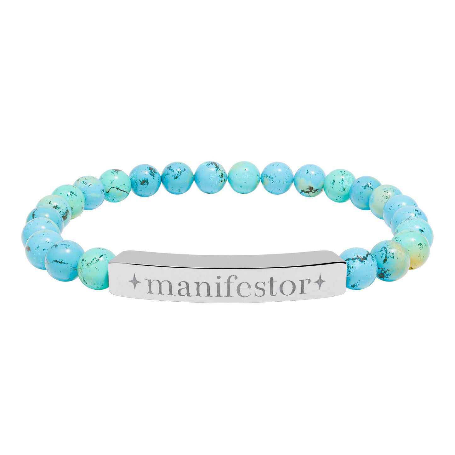 Manifestor Bracelet | Human Design Jewelry | Engraved Bar Bead Bracelet | Natural Stone Stretch Bracelet | Spiritual Gifts