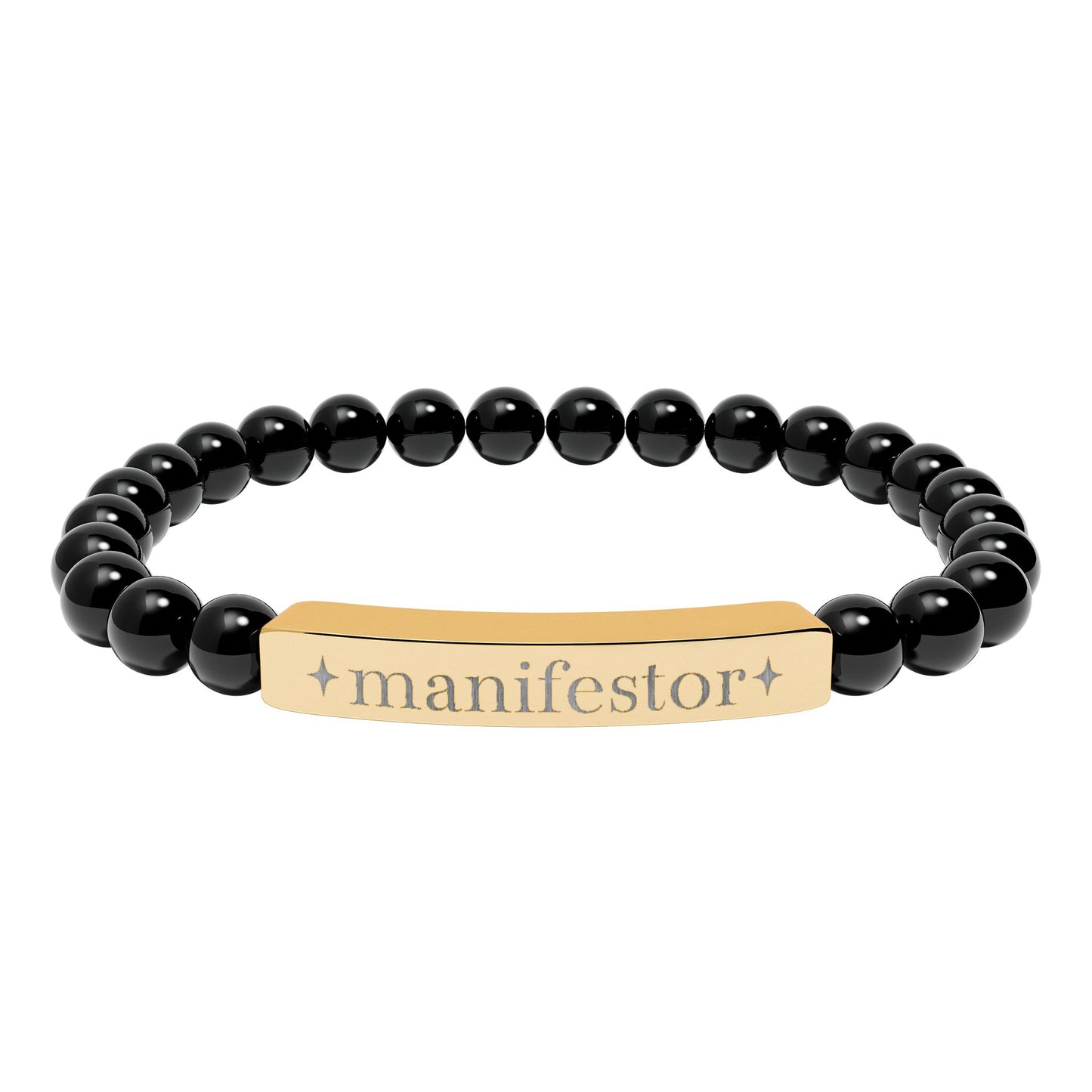 Manifestor Bracelet | Human Design Jewelry | Engraved Bar Bead Bracelet | Natural Stone Stretch Bracelet | Spiritual Gifts