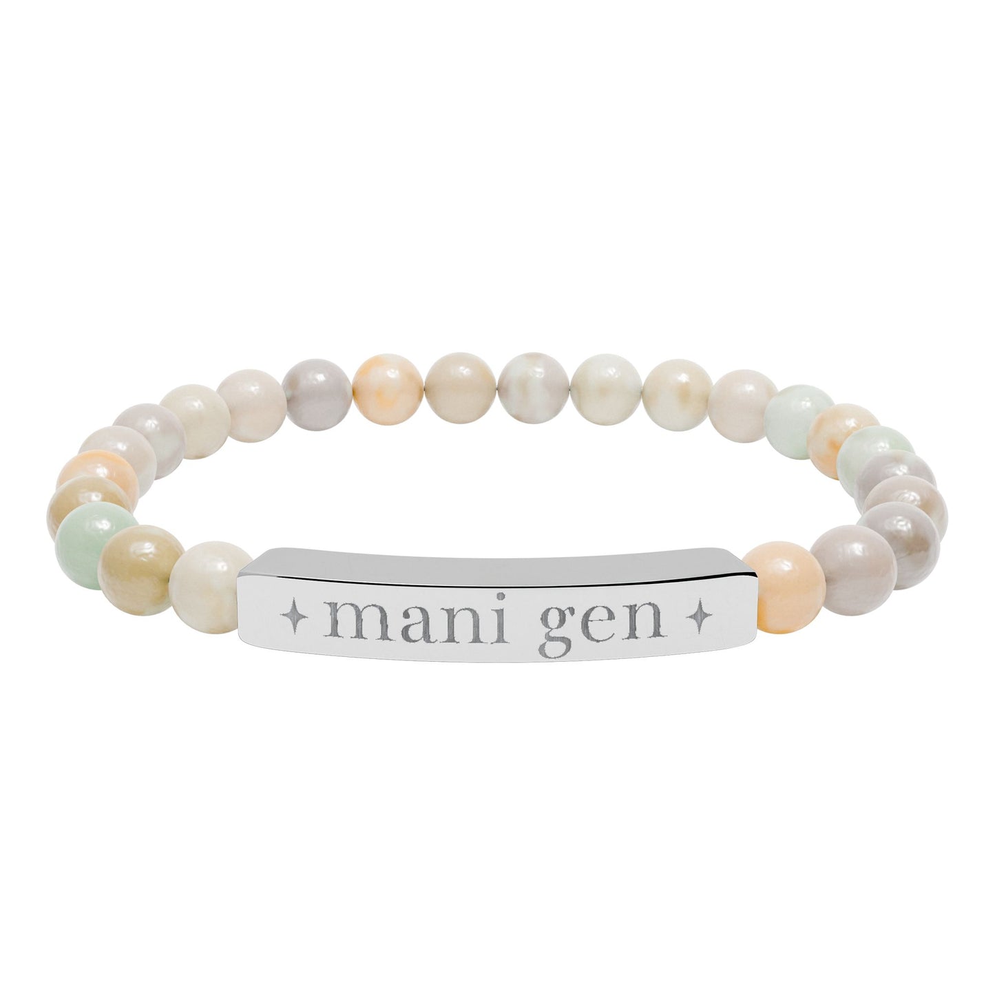 Manifesting Generator Bracelet | Human Design Jewelry | Engraved Bar Bead Bracelet | Natural Stone Stretch Bracelet | Spiritual Gifts
