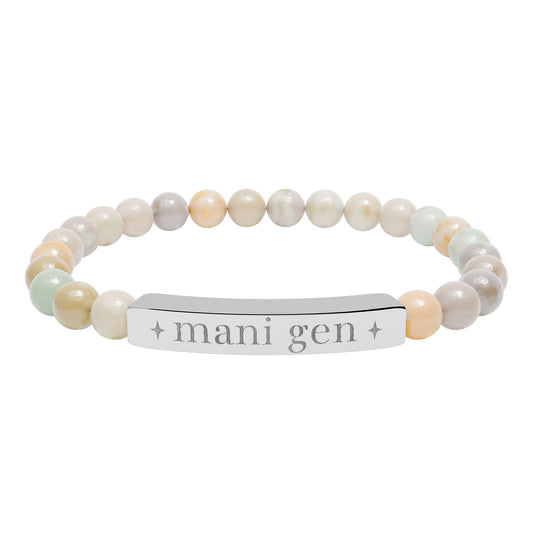 Manifesting Generator Bracelet | Human Design Jewelry | Engraved Bar Bead Bracelet | Natural Stone Stretch Bracelet | Spiritual Gifts