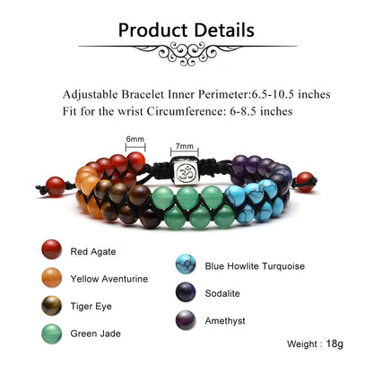 Top Plaza 7 Chakra Bracelets for Women Men Healing Crystals Bead Chakra Bracelet Yoga 6mm Stone Beads Bracelets Meditation Relax Anxiety Jewelry