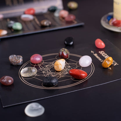 SigMntun Polished Stone Pebbles Set Mixed Crystals, 72 Pcs 0.5" Handpicked Tumbled Stones Decorative Rocks for Reiki, Chakra, Healing, Home Decor, Mixed Pebbles