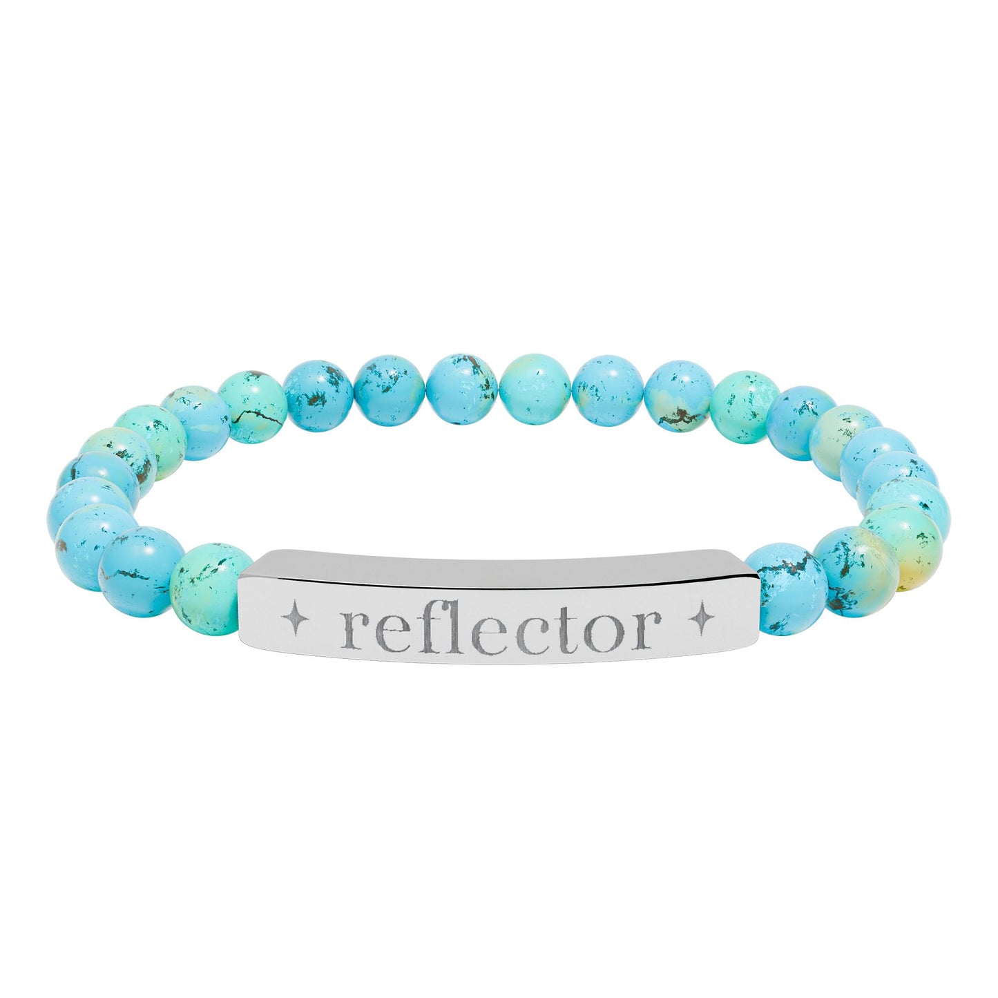 Reflector Bracelet | Human Design Jewelry | Engraved Bar Bead Bracelet | Natural Stone Stretch Bracelet | Spiritual Gifts