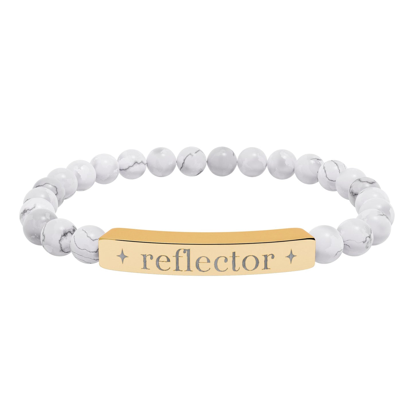 Reflector Bracelet | Human Design Jewelry | Engraved Bar Bead Bracelet | Natural Stone Stretch Bracelet | Spiritual Gifts