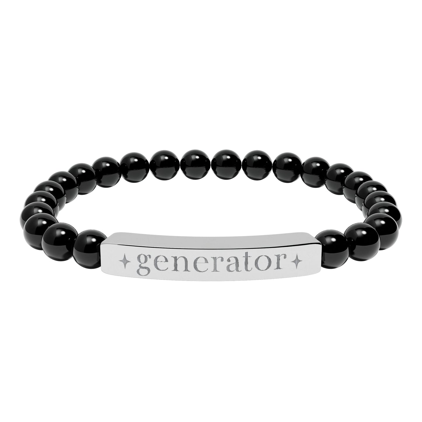 Generator Bracelet | Human Design Jewelry | Engraved Bar Bead Bracelet | Natural Stone Stretch Bracelet | Spiritual Gifts