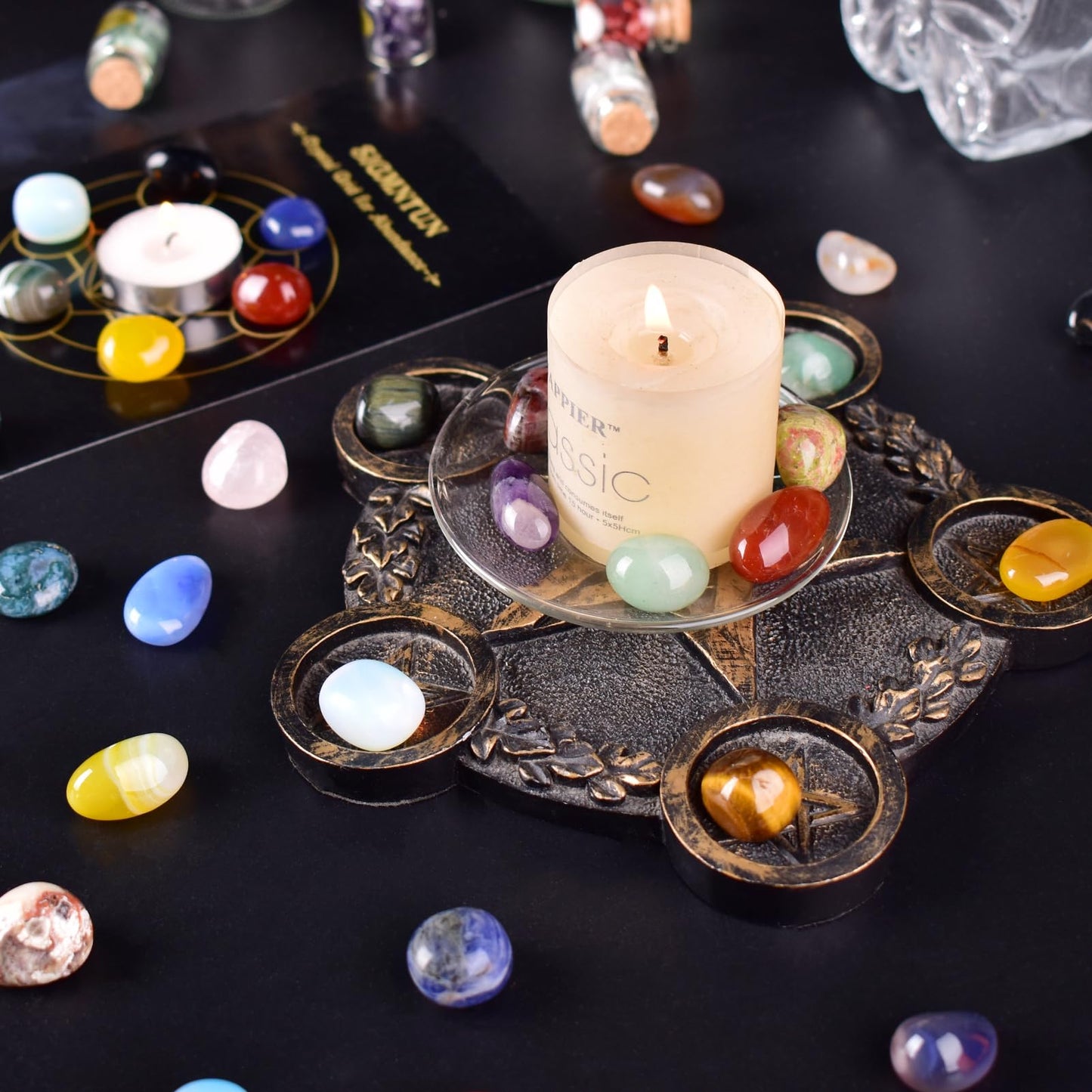 SigMntun Polished Stone Pebbles Set Mixed Crystals, 72 Pcs 0.5" Handpicked Tumbled Stones Decorative Rocks for Reiki, Chakra, Healing, Home Decor, Mixed Pebbles