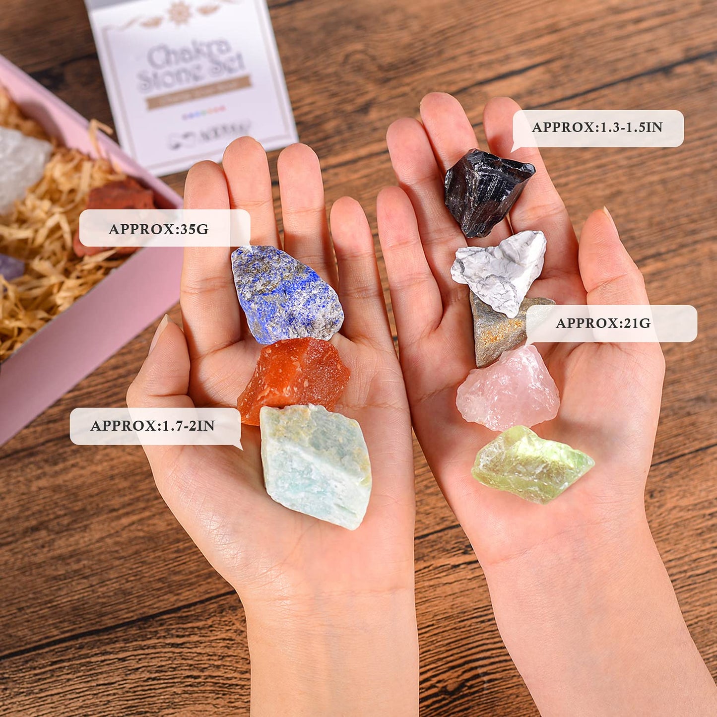 AOOVOO 17Pcs Crystals and Healing Stones, 14Pcs Real Raw Chakra Stones Set, Selenite Charging Plate, Amethyst Necklace, Rose Quartz, Mothers Day Gifts, Gift Box, Guide for Beginners, Collection, Meditation, Yoga