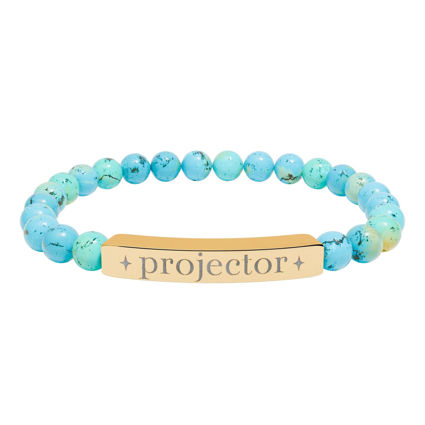 Projector Bracelet | Human Design Jewelry | Engraved Bar Bead Bracelet | Natural Stone Stretch Bracelet | Spiritual Gifts