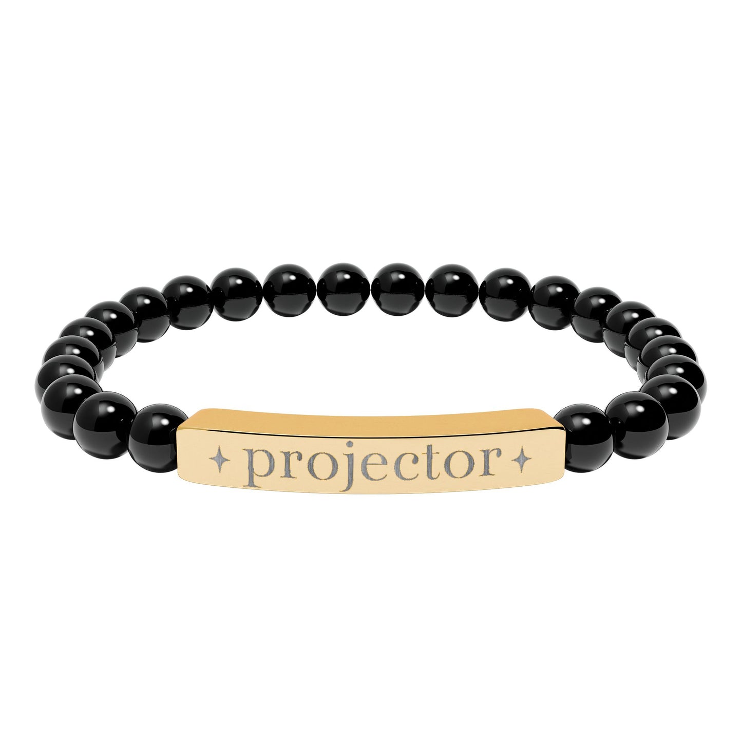 Projector Bracelet | Human Design Jewelry | Engraved Bar Bead Bracelet | Natural Stone Stretch Bracelet | Spiritual Gifts