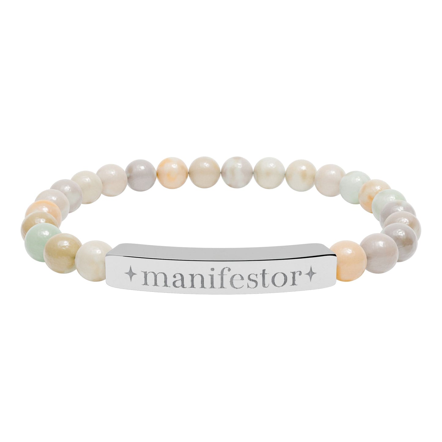 Manifestor Bracelet | Human Design Jewelry | Engraved Bar Bead Bracelet | Natural Stone Stretch Bracelet | Spiritual Gifts