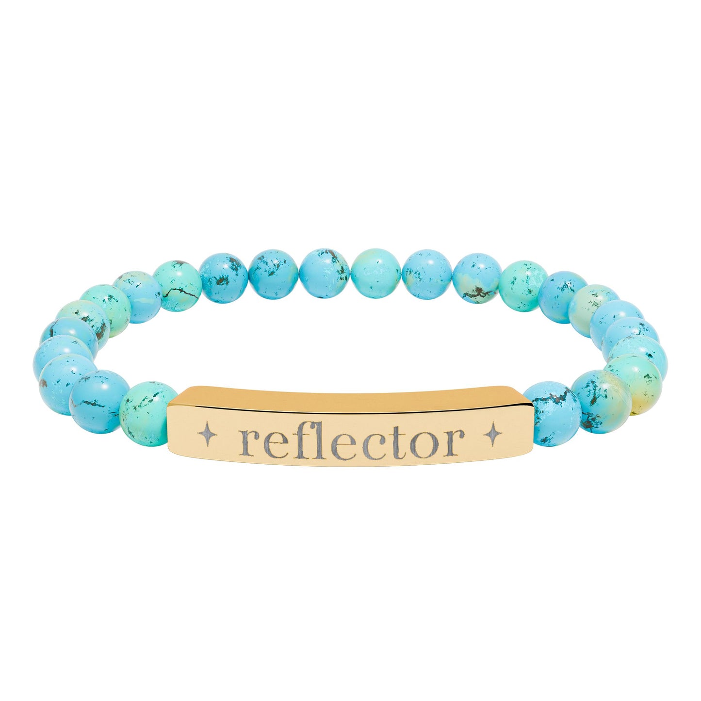 Reflector Bracelet | Human Design Jewelry | Engraved Bar Bead Bracelet | Natural Stone Stretch Bracelet | Spiritual Gifts