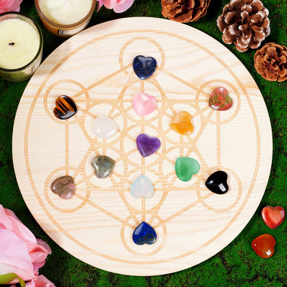 Marrywindix 15 Chakras Stones 0.8 Inch Healing Crystal Natural Heart Love Carved Palm Worry Stone Set Bulk Polished Thumb Gemstones Chakra Reiki Balancing