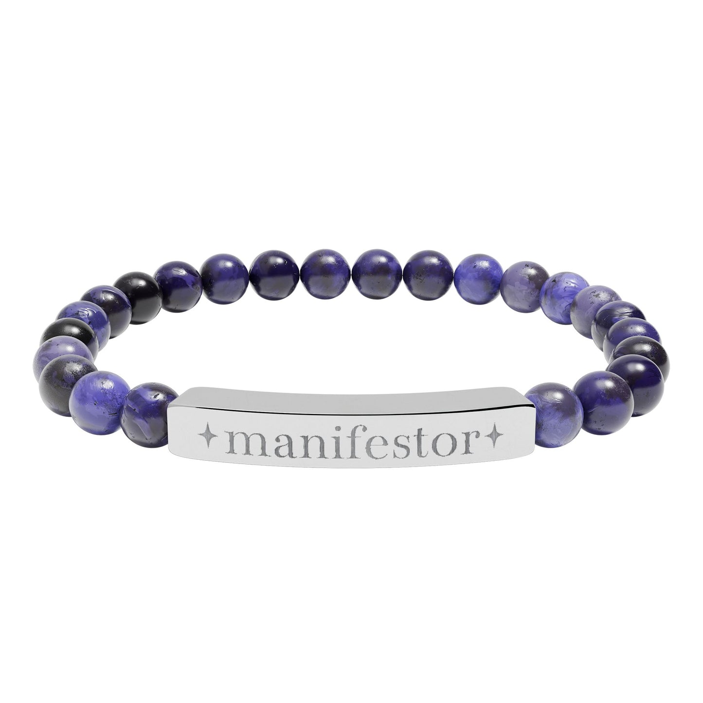 Manifestor Bracelet | Human Design Jewelry | Engraved Bar Bead Bracelet | Natural Stone Stretch Bracelet | Spiritual Gifts