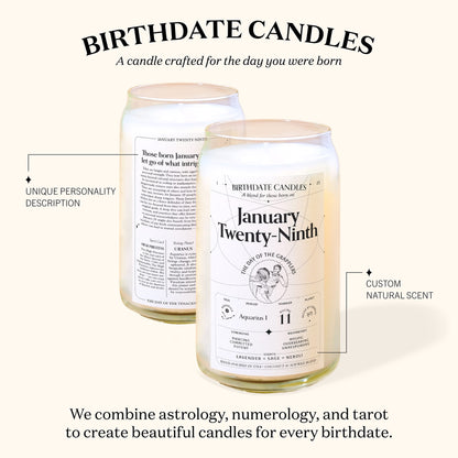 Birthdate Candles, February 2 - Aquarius Zodiac Scented Candles Birthday Gift - Lavender, Sage & Neroli Scent - All-Natural Soy & Coconut Wax, 60-80 Hour Burn Time - Made in USA