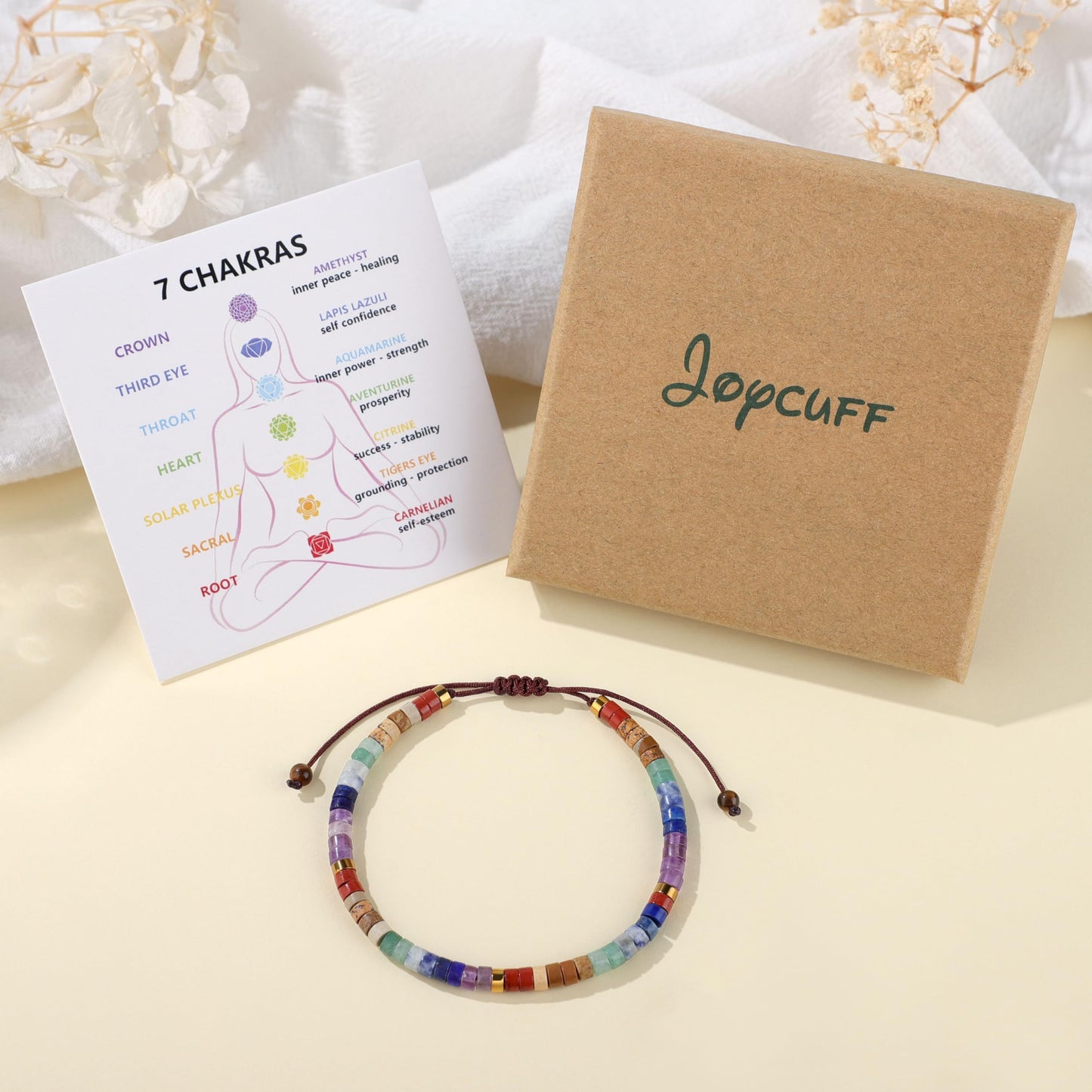 JoycuFF Chakra Bracelets for Women Crystals and Healing Stones Crystal Bracelet Healing Bracelet for Women Spiritual Bracelets for Woman Anxiety 7 Chakras Healing Crystals Meditation Relax Anxiety