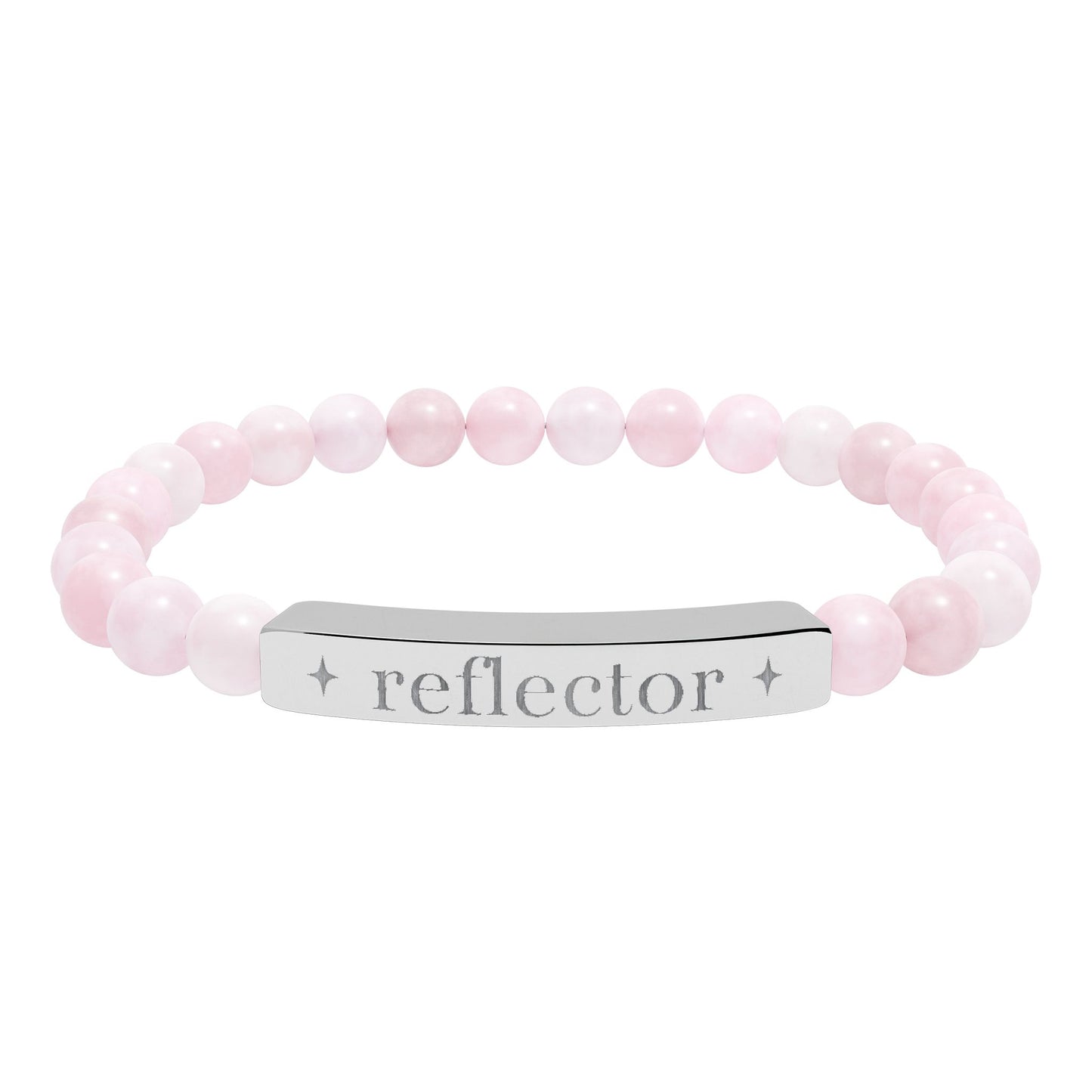 Reflector Bracelet | Human Design Jewelry | Engraved Bar Bead Bracelet | Natural Stone Stretch Bracelet | Spiritual Gifts