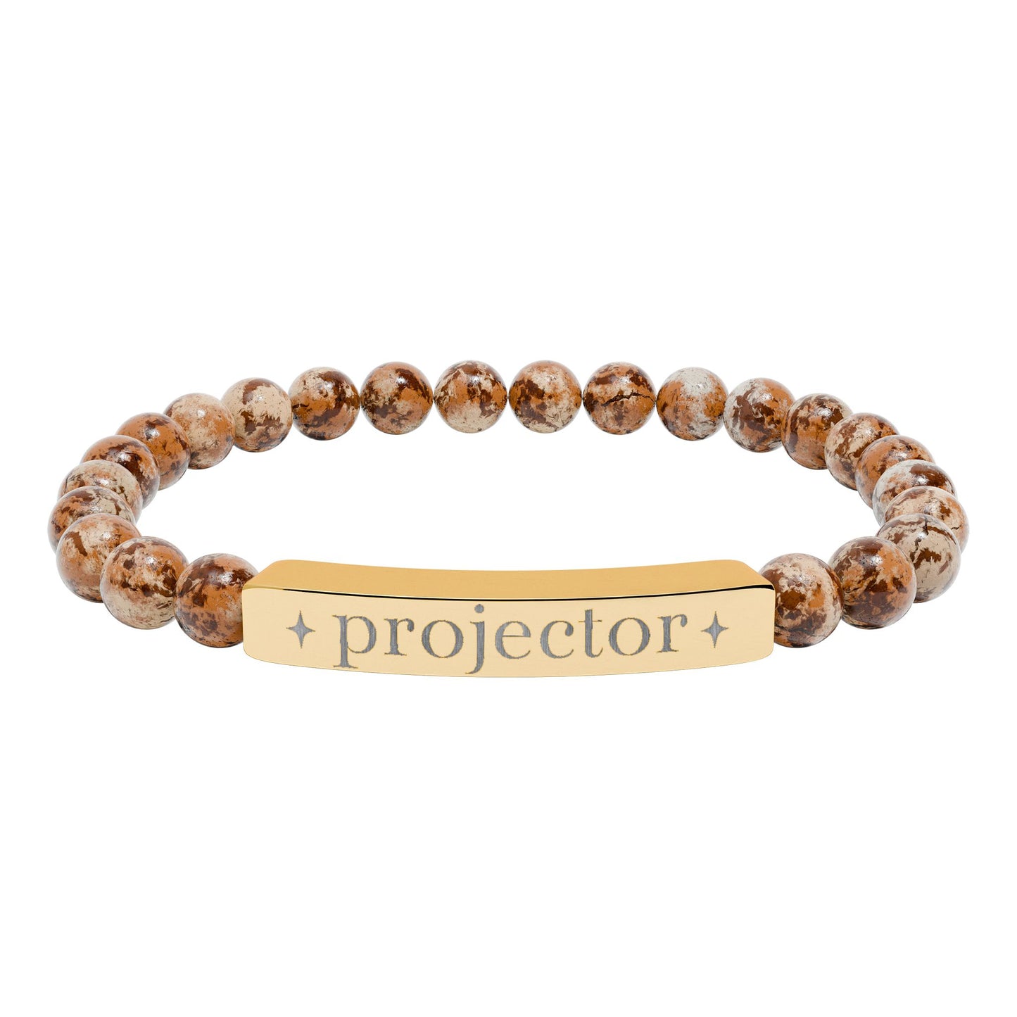 Projector Bracelet | Human Design Jewelry | Engraved Bar Bead Bracelet | Natural Stone Stretch Bracelet | Spiritual Gifts