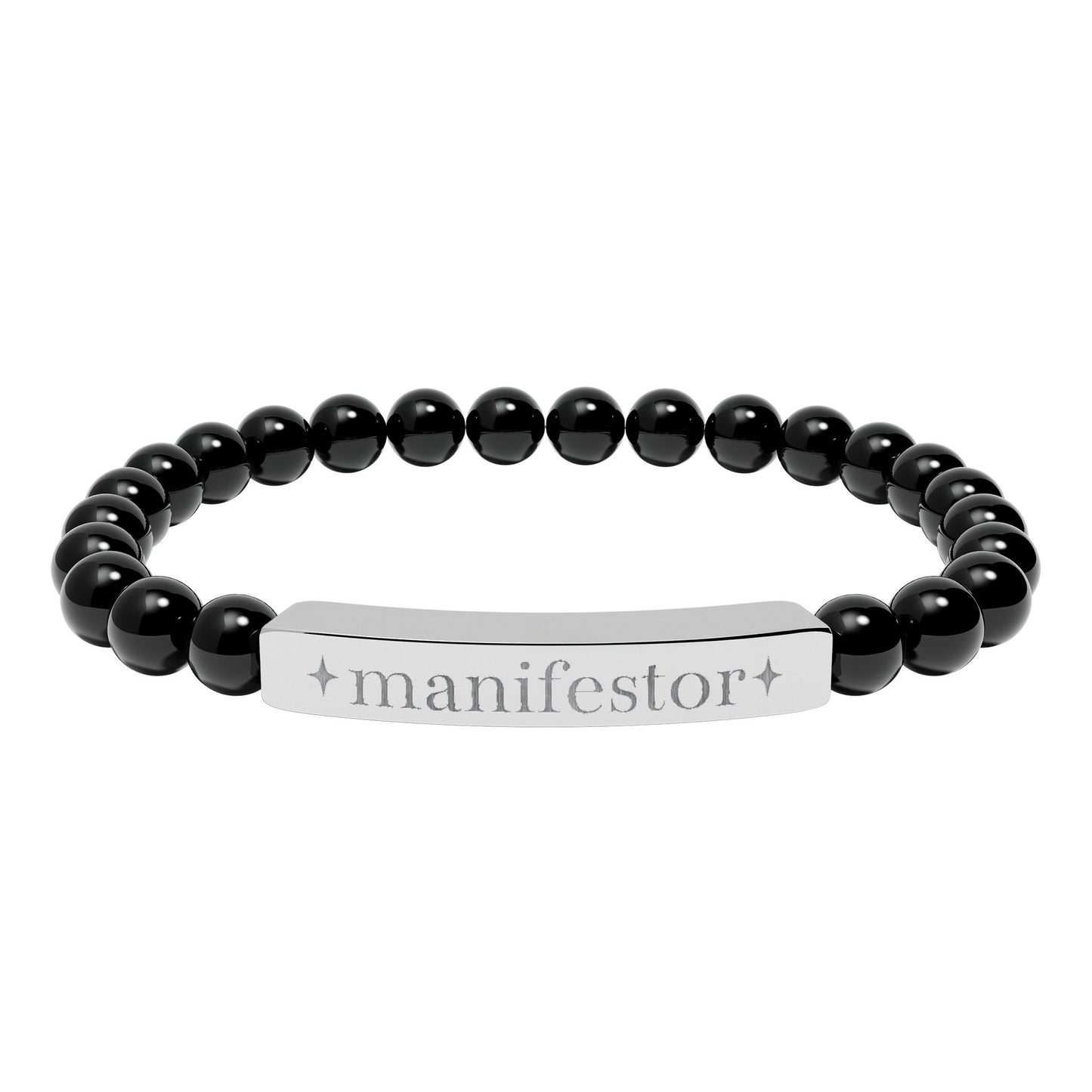 Manifestor Bracelet | Human Design Jewelry | Engraved Bar Bead Bracelet | Natural Stone Stretch Bracelet | Spiritual Gifts