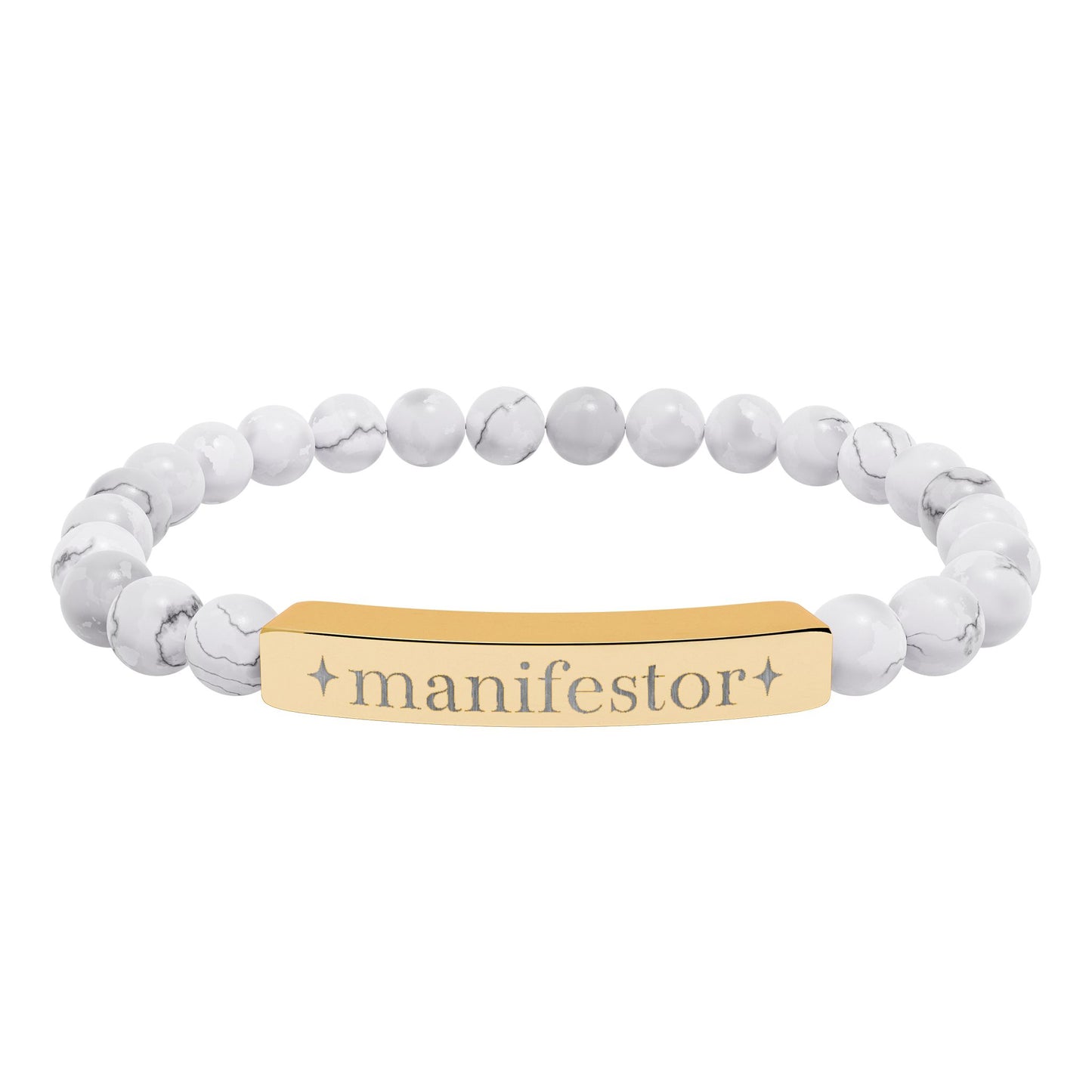 Manifestor Bracelet | Human Design Jewelry | Engraved Bar Bead Bracelet | Natural Stone Stretch Bracelet | Spiritual Gifts