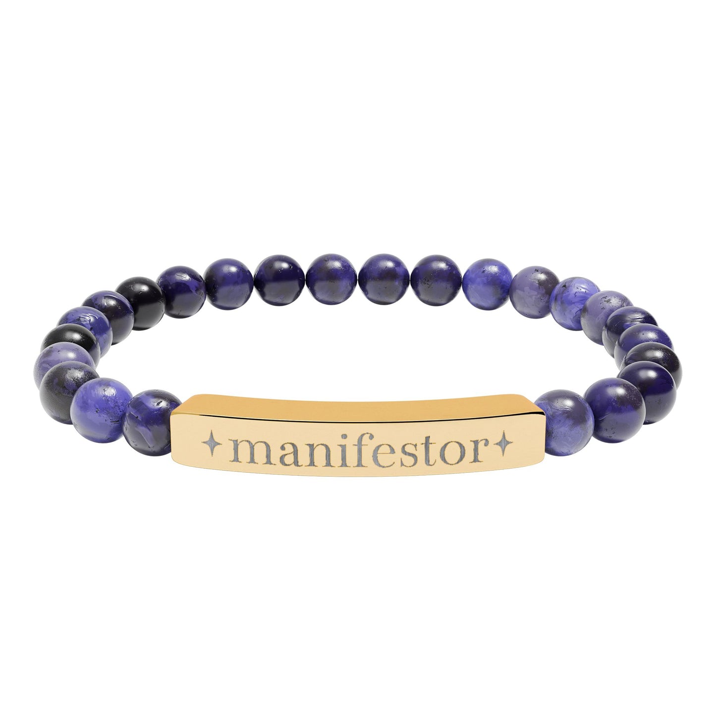 Manifestor Bracelet | Human Design Jewelry | Engraved Bar Bead Bracelet | Natural Stone Stretch Bracelet | Spiritual Gifts