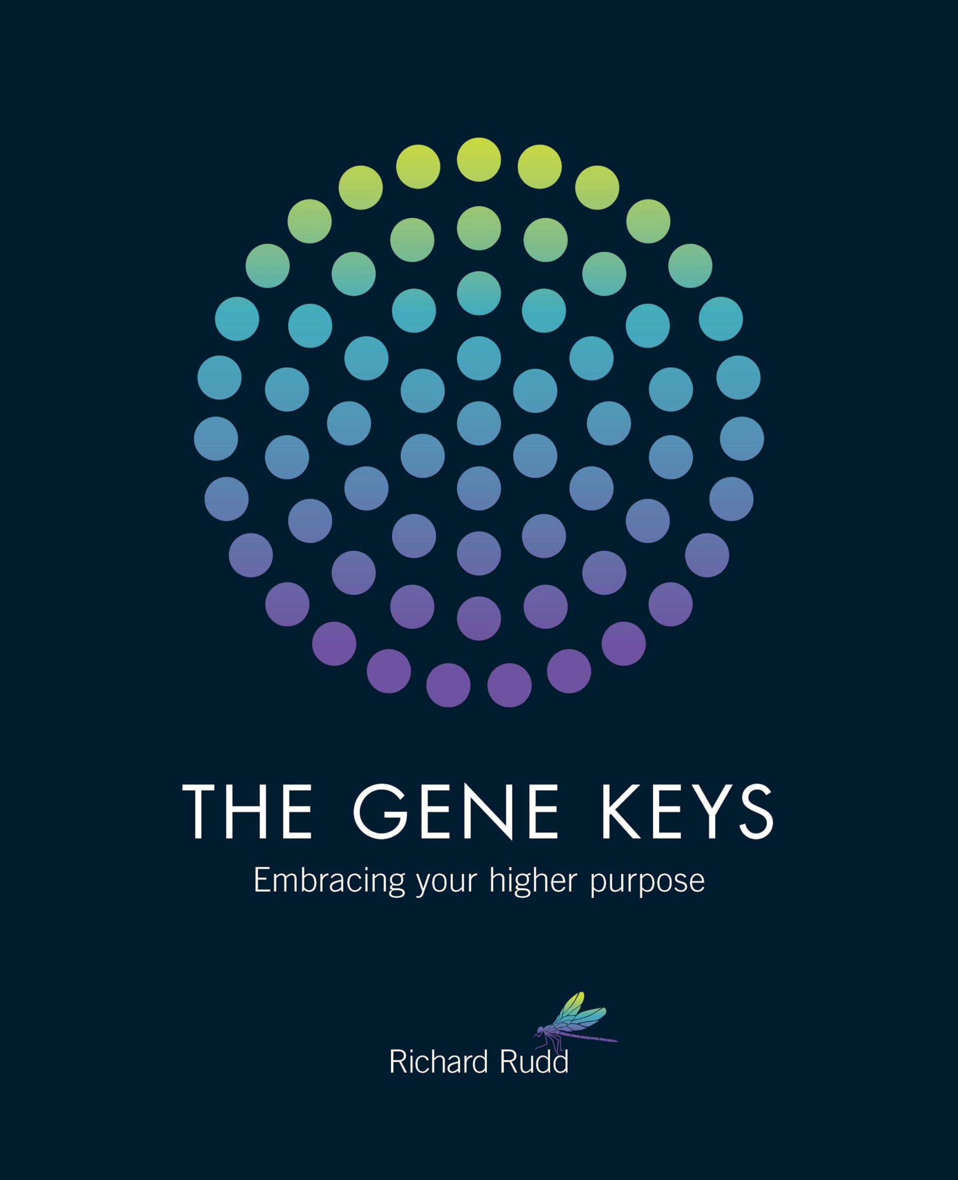 Front cover of The Gene Keys book by Richard Rudd featuring a colorful circular dot pattern on a dark blue background.