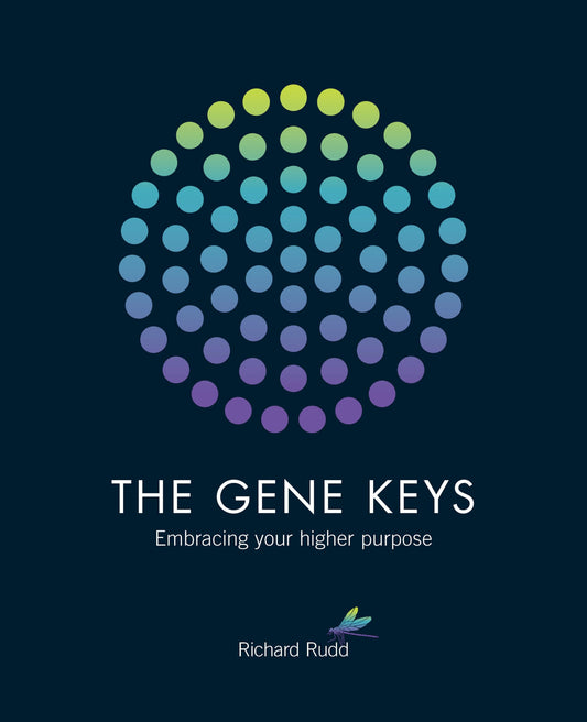 Front cover of The Gene Keys book by Richard Rudd featuring a colorful circular dot pattern on a dark blue background.